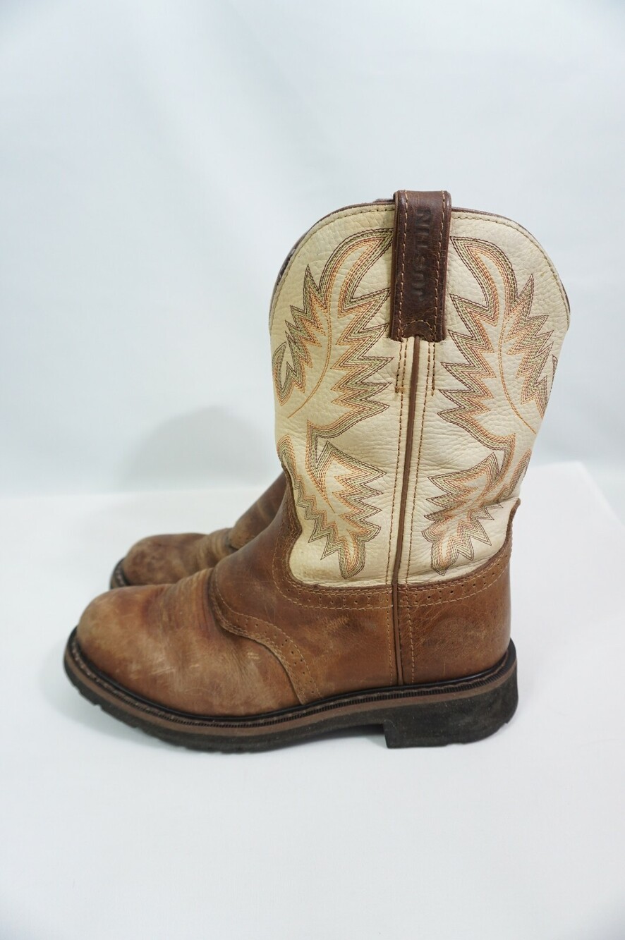 Justin Used Men 9 Superintendent Stampede Leather Cowboy Work Boots WK4660